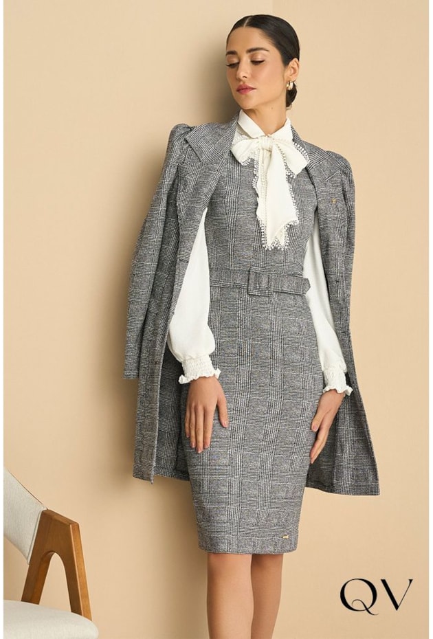 CASACO BENGALINE XADREZ COM BOTÕES - VIA TOLENTINO CASACO BENGALINE XADREZ COM BOTÕES - VIA TOLENTINO