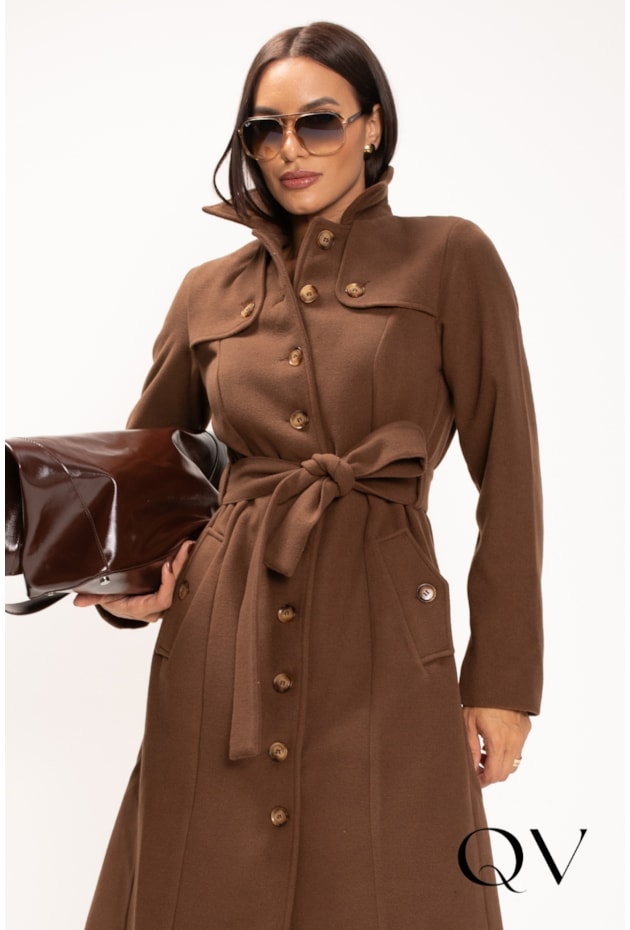 CASACO EM LÃ BATIDA MARROM - LEKAZIS CASACO EM LÃ BATIDA MARROM - LEKAZIS