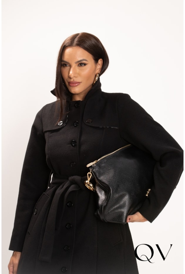 CASACO EM LÃ BATIDA PRETO - LEKAZIS CASACO EM LÃ BATIDA PRETO - LEKAZIS