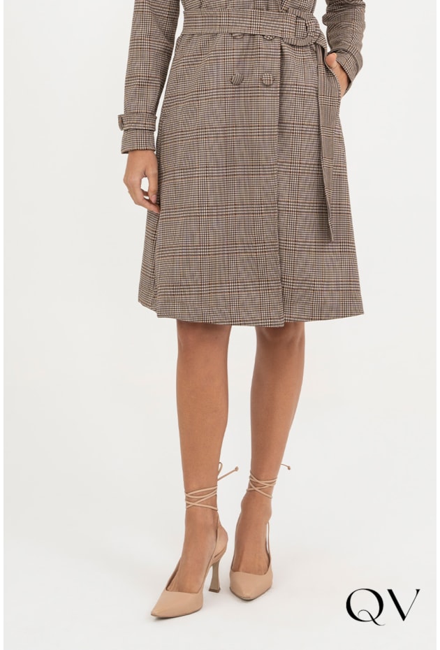 CASACO EM MALHA XADREZ MARROM - VIA TOLENTINO  CASACO EM MALHA XADREZ MARROM - VIA TOLENTINO