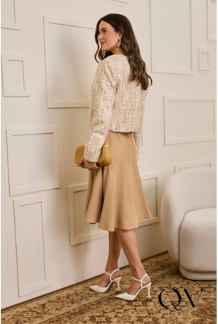 CASACO EM TECIDO TWEED SPANDEX LUREX MESCLA - JANY PIM