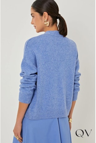 CASACO EM TRICOT PREMIUM BORDADO AZUL - LINDA DE MORRER