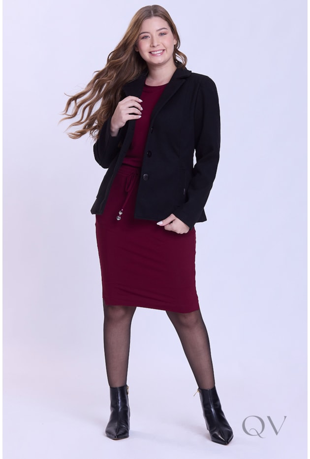 CASACO MÉDIO EM LÃ BATIDA PRETO - HAPUK
