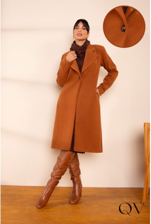 CASACO MIDI LÃ CARAMELO - LEKAZIS CASACO MIDI LÃ CARAMELO - LEKAZIS