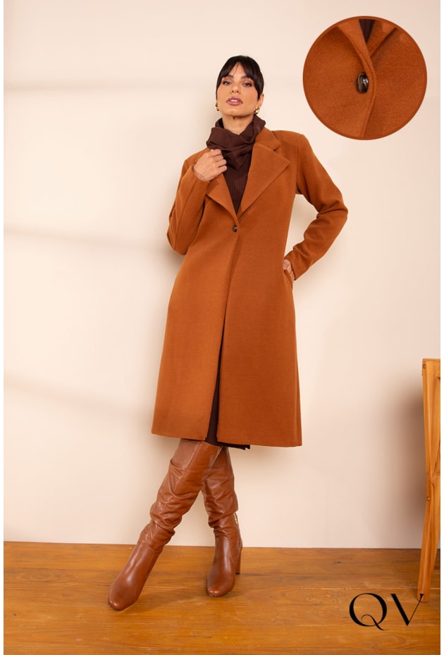 CASACO MIDI LÃ CARAMELO - LEKAZIS CASACO MIDI LÃ CARAMELO - LEKAZIS