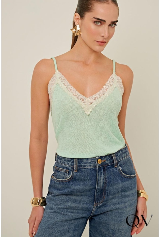 CASACO SLIM EM MALHA TRICOT VERDE ÁGUA - LINDA DE MORRER