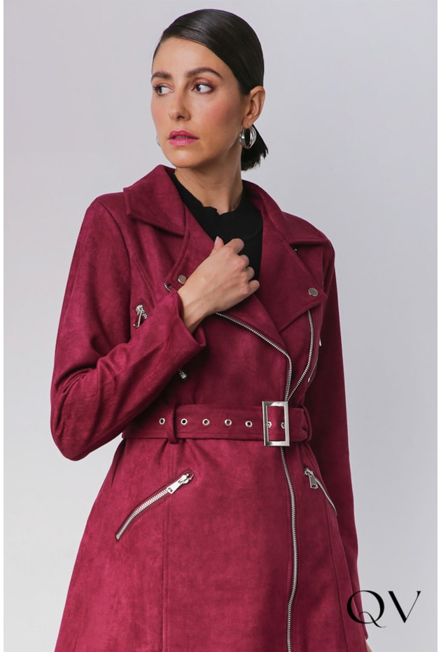CASACO SUEDE COM CINTO VINHO - MAMÔ CASACO SUEDE COM CINTO VINHO - MAMÔ