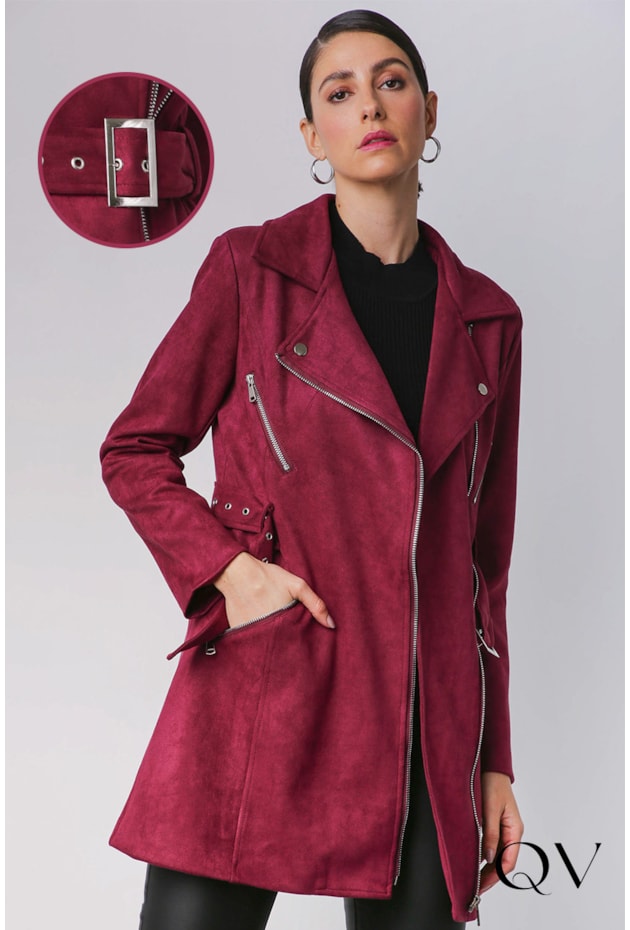 CASACO SUEDE COM CINTO VINHO - MAMÔ CASACO SUEDE COM CINTO VINHO - MAMÔ