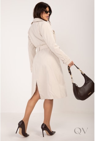 CASACO TRENCH COAT LONGO EM ALFAIATARIA BEGE - LEKAZIS