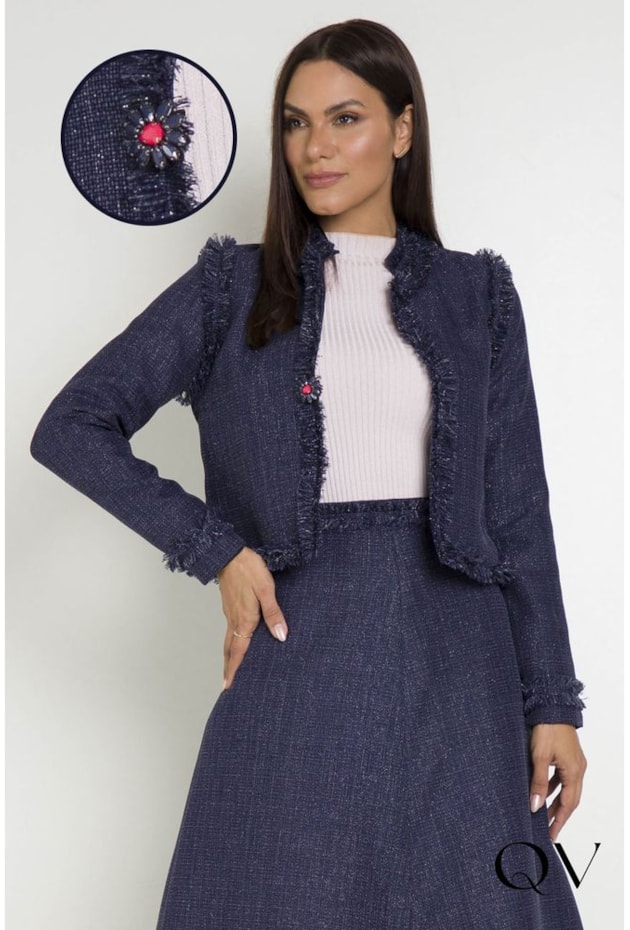 CASAQUETO TWEED COM LUREX MARINHO - LEKAZIS CASAQUETO TWEED COM LUREX MARINHO - LEKAZIS