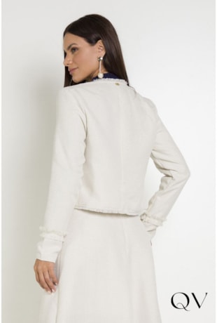 CASAQUETO TWEED COM LUREX OFF WHITE - LEKAZIS