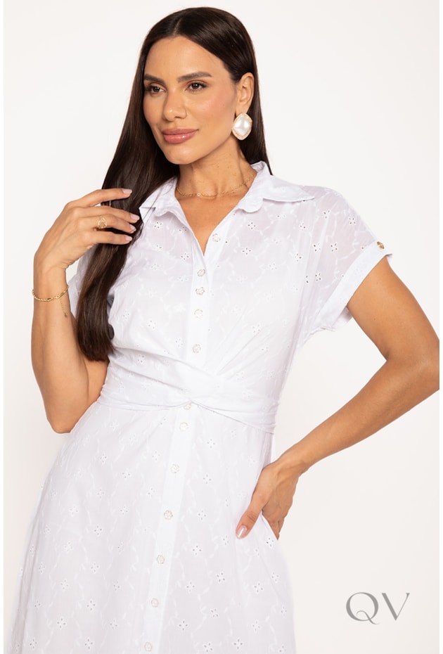 CHEMISE COM MANGA JAPONESA EM LAISE BRANCO - LEKAZIS