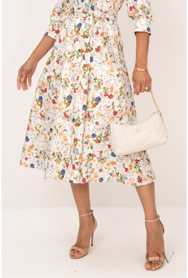 CHEMISE EM SARJA LEVE ACETINADA ESTAMPA FLORAL LIBERTY - LEKAZIS