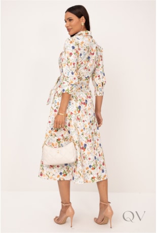 CHEMISE EM SARJA LEVE ACETINADA ESTAMPA FLORAL LIBERTY - LEKAZIS