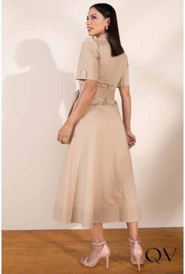 CHEMISIE EM TRICOLINE MAXI MIDI BEGE - LEKAZIS CHEMISIE EM TRICOLINE MAXI MIDI BEGE - LEKAZIS