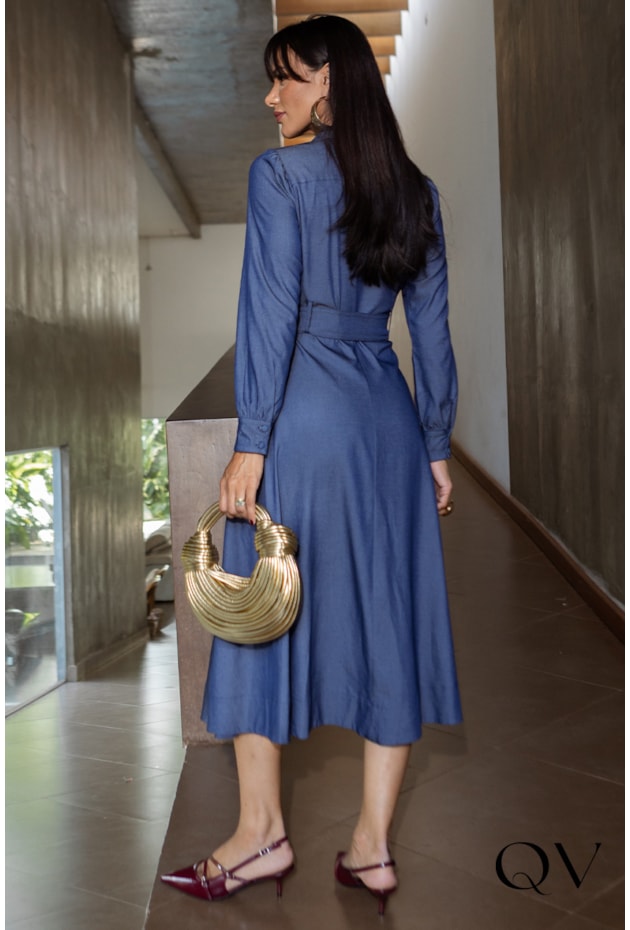 CHEMISIE GODÊ COM FAIXA JEANS - JANY PIM CHEMISIE GODÊ COM FAIXA JEANS - JANY PIM