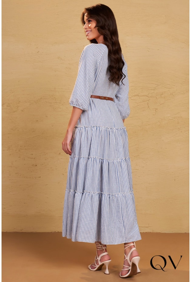 CHEMISIE LISTRADA COM CINTO AZUL - FASCÍNIUS CHEMISIE LISTRADA COM CINTO AZUL - FASCÍNIUS