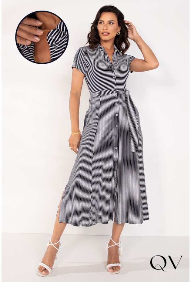 CHEMISIE LONGUETE LISTRADA MARINHO - LEKAZIS CHEMISIE LONGUETE LISTRADA MARINHO - LEKAZIS