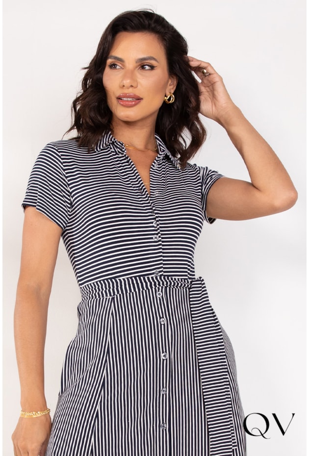 CHEMISIE LONGUETE LISTRADA MARINHO - LEKAZIS CHEMISIE LONGUETE LISTRADA MARINHO - LEKAZIS