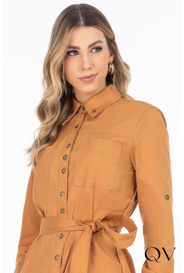 CHEMISIE SARJA COM BOLSOS CARAMELO - VIA TOLENTINO CHEMISIE SARJA COM BOLSOS CARAMELO - VIA TOLENTINO