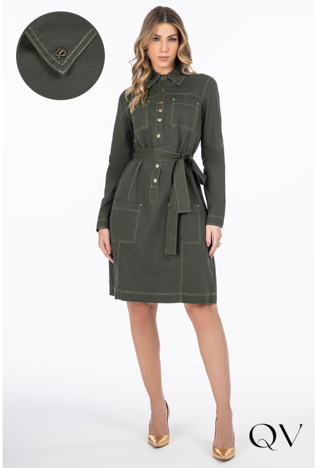 CHEMISIE SARJA COM BOLSOS VERDE - VIA TOLENTINO CHEMISIE SARJA COM BOLSOS VERDE - VIA TOLENTINO