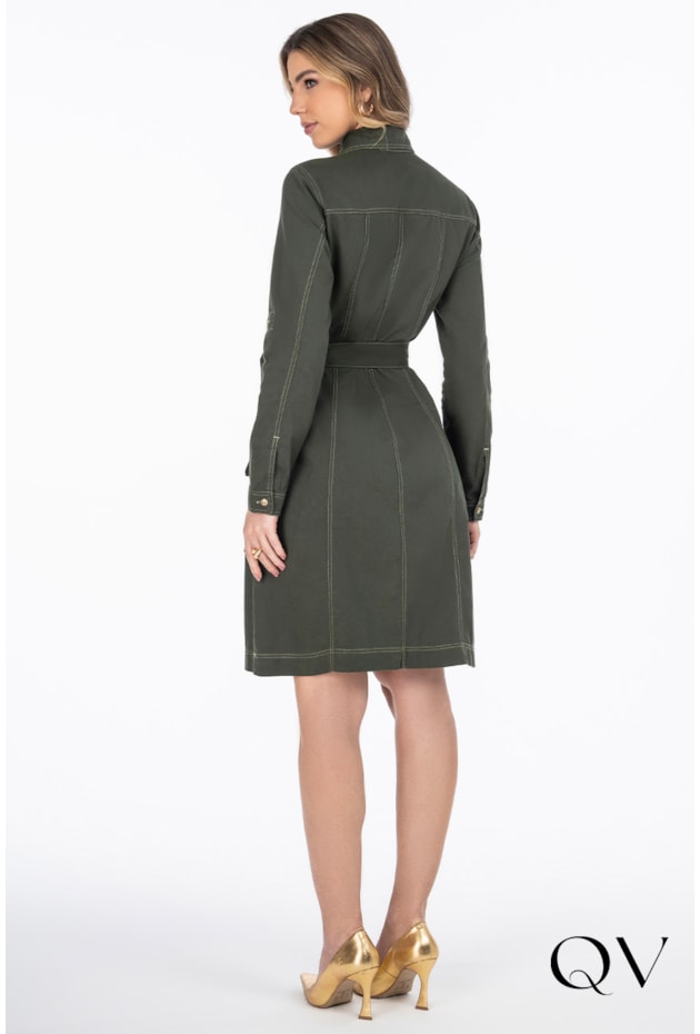 CHEMISIE SARJA COM BOLSOS VERDE - VIA TOLENTINO CHEMISIE SARJA COM BOLSOS VERDE - VIA TOLENTINO