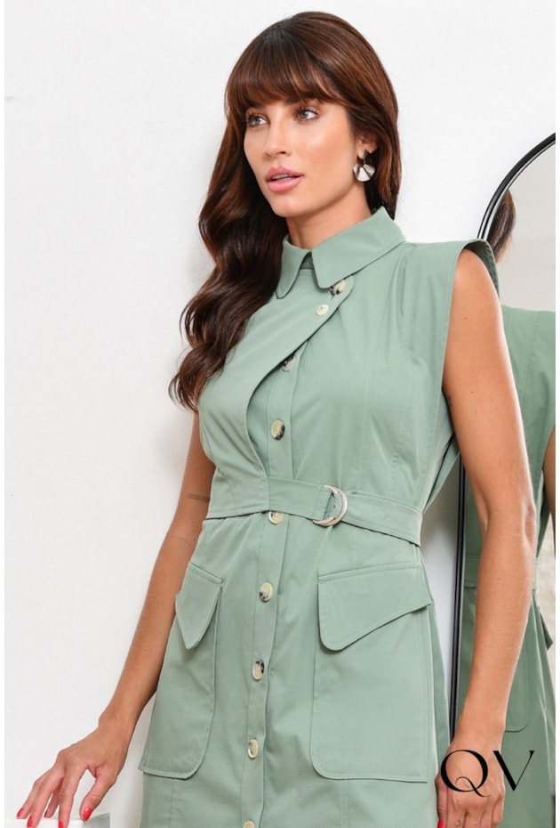 CHEMISIE SARJA MAXI BOLSOS VERDE - LUZIA FAZZOLLI CHEMISIE SARJA MAXI BOLSOS VERDE - LUZIA FAZZOLLI