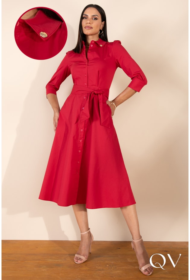 CHEMISIE TRICOLINE COM BOLSOS VERMELHO - LEKAZIS CHEMISIE TRICOLINE COM BOLSOS VERMELHO - LEKAZIS