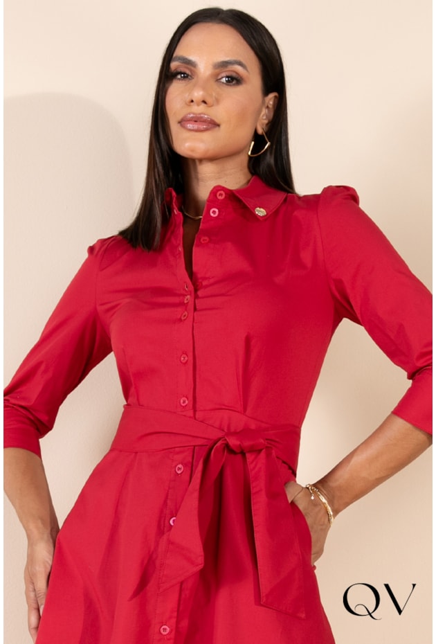 CHEMISIE TRICOLINE COM BOLSOS VERMELHO - LEKAZIS CHEMISIE TRICOLINE COM BOLSOS VERMELHO - LEKAZIS