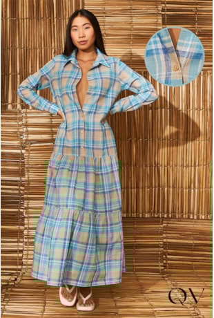 CHEMISIE XADREZ COM MARIAS AZUL - AQUARELLA CHEMISIE XADREZ COM MARIAS AZUL - AQUARELLA