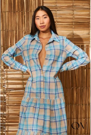 CHEMISIE XADREZ COM MARIAS AZUL - AQUARELLA CHEMISIE XADREZ COM MARIAS AZUL - AQUARELLA