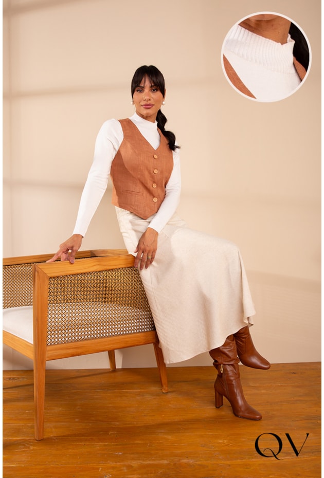 COLETE BOTÕES FRONTAIS NUDE - LEKAZIS COLETE BOTÕES FRONTAIS NUDE - LEKAZIS