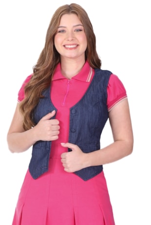 COLETE COM BOTÕES EM JEANS LAVAGEM ESCURA - HAPUK