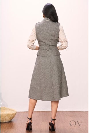 COLETE COM FAIXA EM LÃ BATIDA XADREZ - TITANIUM JEANS