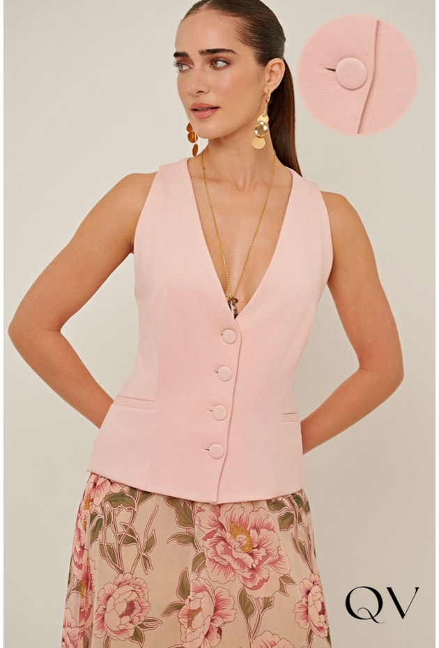 COLETE EM MALHA BLOCK NUDE - LINDA DE MORRER