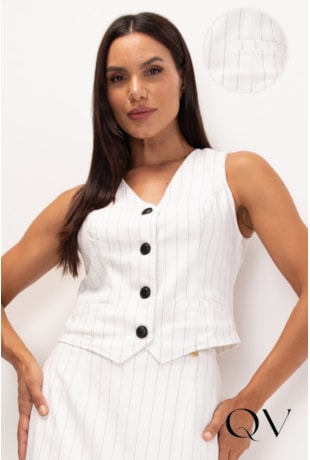 COLETE EM RISCA DE GIZ OFF WHITE - LEKAZIS COLETE EM RISCA DE GIZ OFF WHITE - LEKAZIS