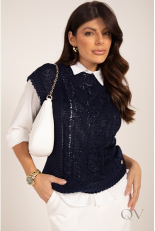 COLETE EM TRICOT MARINHO - LEKAZIS