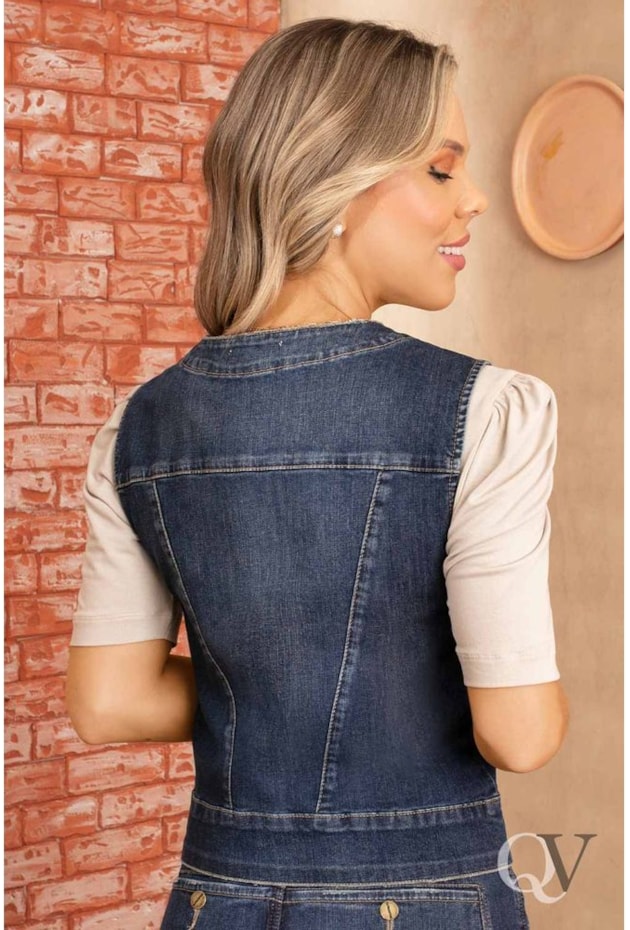 COLETE JEANS TRADICIONAL GOLA E ZÍPER - VIA TOLENTINO COLETE JEANS TRADICIONAL GOLA E ZÍPER - VIA TOLENTINO