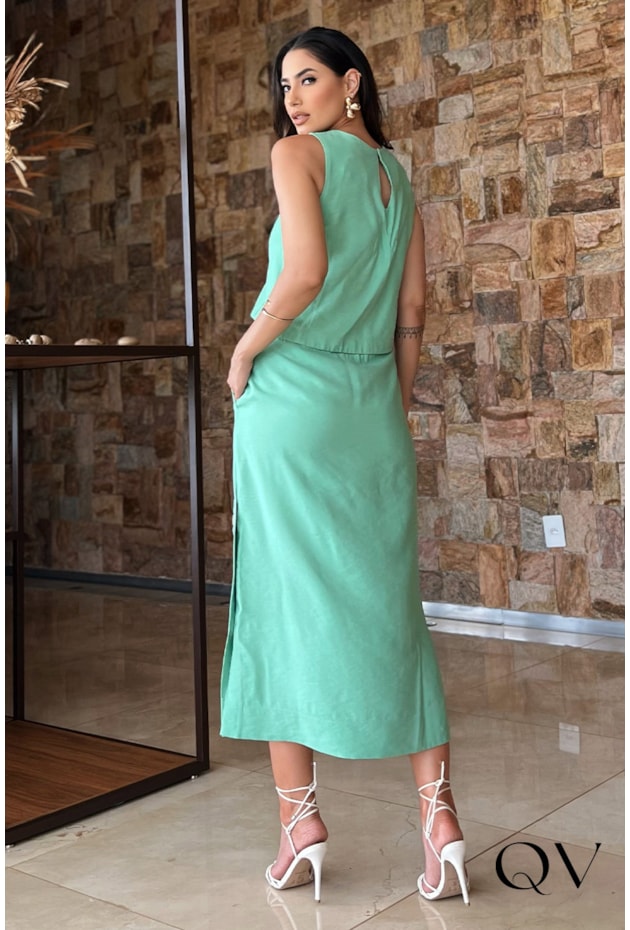 CONJUNTO ALAFAIATARIA COM BOTÕES VERDE - LUZIA FAZZOLLI CONJUNTO ALAFAIATARIA COM BOTÕES VERDE - LUZIA FAZZOLLI