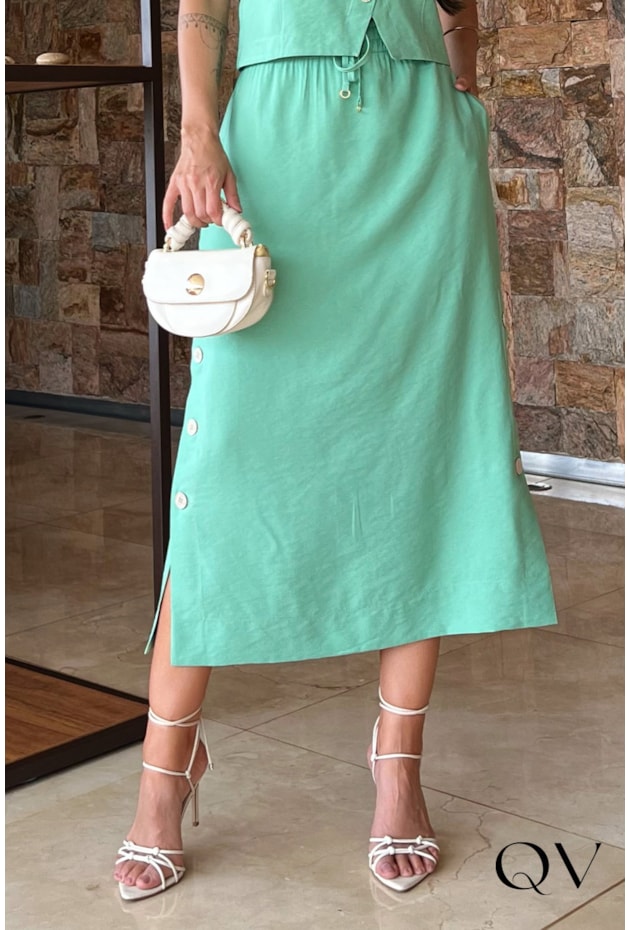 CONJUNTO ALAFAIATARIA COM BOTÕES VERDE - LUZIA FAZZOLLI CONJUNTO ALAFAIATARIA COM BOTÕES VERDE - LUZIA FAZZOLLI