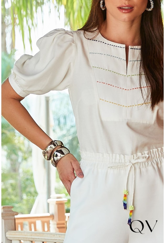 CONJUNTO ALFAIATARIA COM BORDADO OFF WHITE - LUZIA FAZZOLLI CONJUNTO ALFAIATARIA COM BORDADO OFF WHITE - LUZIA FAZZOLLI