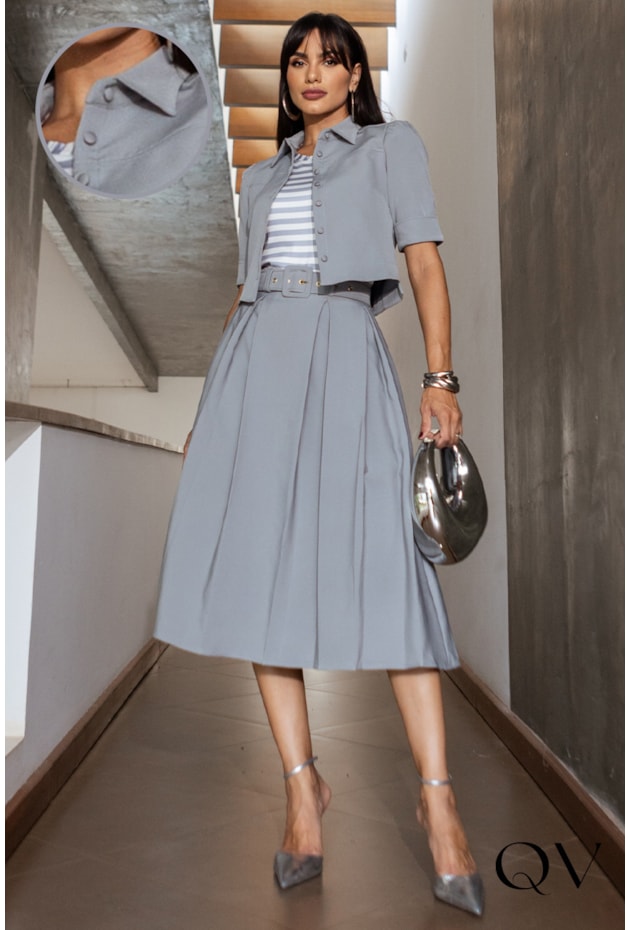 CONJUNTO ALFAIATARIA GODÊ CINZA - JANY PIM CONJUNTO ALFAIATARIA GODÊ CINZA - JANY PIM