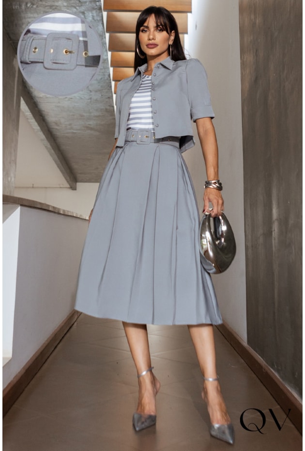 CONJUNTO ALFAIATARIA GODÊ CINZA - JANY PIM CONJUNTO ALFAIATARIA GODÊ CINZA - JANY PIM