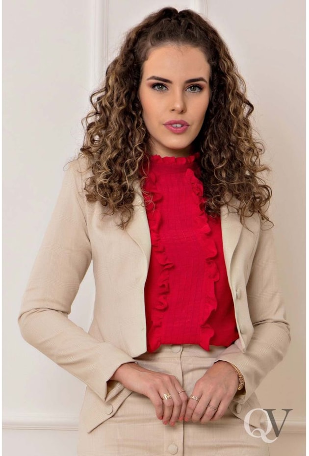 CONJUNTO ALFAIATARIA XADREZ BEGE - PURO SHARMY CONJUNTO ALFAIATARIA XADREZ BEGE - PURO SHARMY