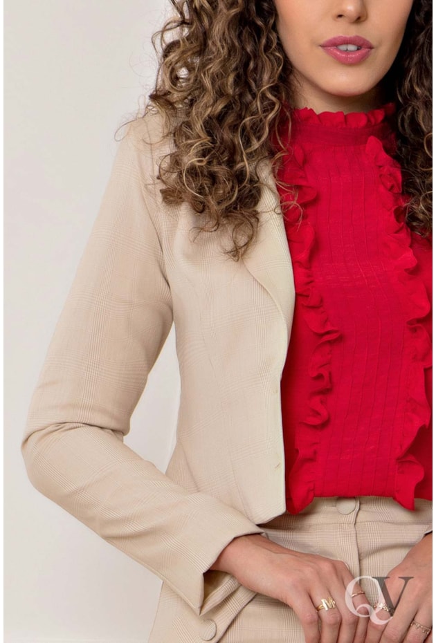 CONJUNTO ALFAIATARIA XADREZ BEGE - PURO SHARMY CONJUNTO ALFAIATARIA XADREZ BEGE - PURO SHARMY