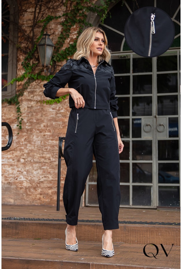 CONJUNTO ALFAIATARIA ZÍPER FRONTAL PRETO - LUZIA FAZZOLLI CONJUNTO ALFAIATARIA ZÍPER FRONTAL PRETO - LUZIA FAZZOLLI