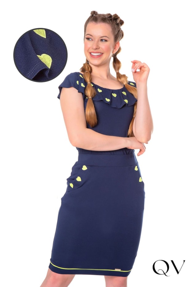 CONJUNTO BABADO E BORDADO CORAÇÃO MARINHO - HAPUK CONJUNTO BABADO E BORDADO CORAÇÃO MARINHO - HAPUK