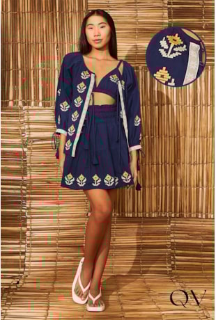 CONJUNTO BORDADO MARINHO - AQUARELLA