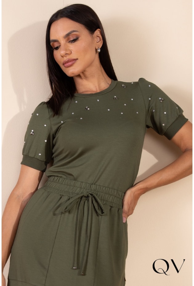 CONJUNTO BORDADO VERDE MILITAR - LEKAZIS