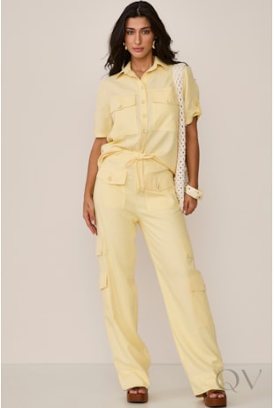 CONJUNTO CAMISA COM CALÇA EM VISCOSE AMARELO - ARTSY